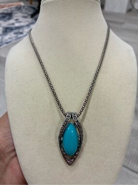 Turquoise Teardrop Pendant Necklace - Women Jewelry